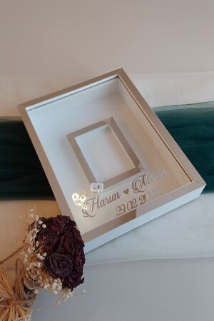 30x40 cm Design-Rose-Box-Memory-Rahmen mit LED-Fotoabschnitten in Weiß-Silber! - 1