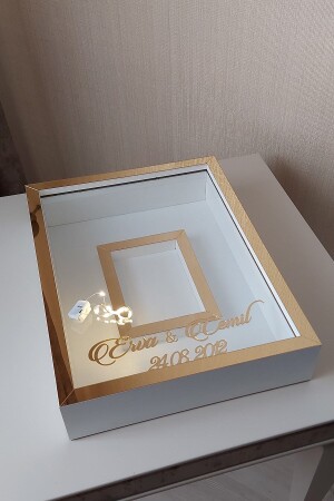 30x40 Cm Gold-beyaz Ledli Fotoğraf Bölümlü Tasarım Gül Kutusu Anı Çerçevesi! Ayna Çerçeve! RCEX13698088 - 4