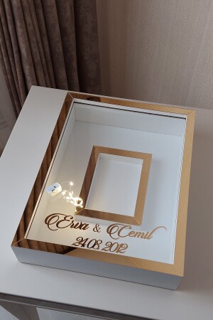 30x40 Cm Gold-beyaz Ledli Fotoğraf Bölümlü Tasarım Gül Kutusu Anı Çerçevesi! Ayna Çerçeve! RCEX13698088 - 5