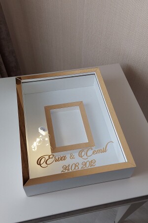 30x40 cm großer Design-Rose-Box-Memory-Rahmen mit goldweißen LED-Fotoabschnitten! - 7