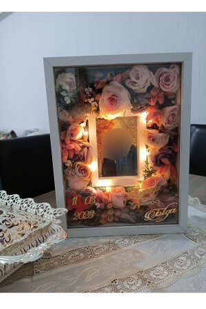 30x40 Cm Ledli Fotoğraf Bölümlü Tasarım Gül Kutusu Anı Çerçevesi! Ayna Çerçeve! RCEX13698088 - 6