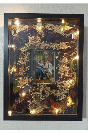 MNZ-30x40 سم LED Black Photo Section Design Rose Box Memory Frame! - Verda Çerçeve