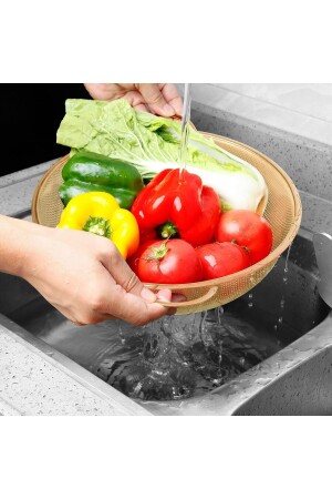 منز-ذهب فولاذ المقاوم للصدأ المقاوم للطباخ-الأرز 31 سم حجم كبير TRYERY1065 - LOVYCO