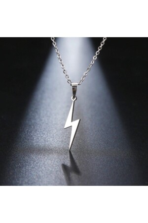 Halskette „Thunderbolt“ aus 315L-Titan-Edelstahl (Silber) - Black&White