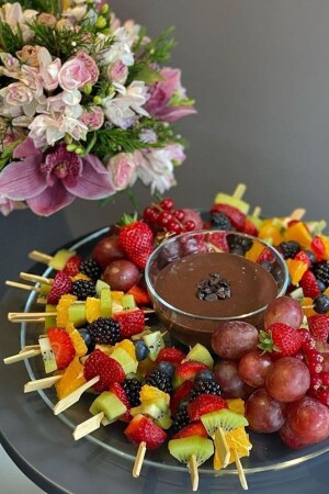 مـنـز-جلاس ثمرة تخدم طبق عرض طبق مع وعاء في الوسط 32 سم 1389-8130 - Heritage