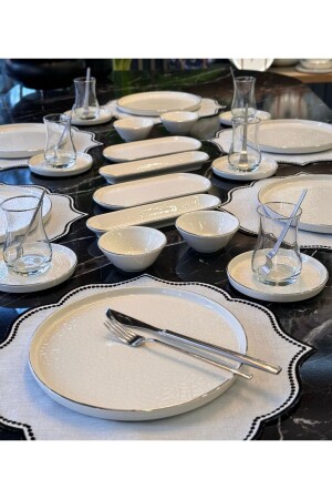 م.ن.ز-32 قطعة عصرية كريم بلاتينوم الإفطار مجموعة - Onedekor