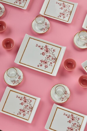 33-teiliges Frühstücksset mit Sakura-Blumenmuster für 12 Personen - 8