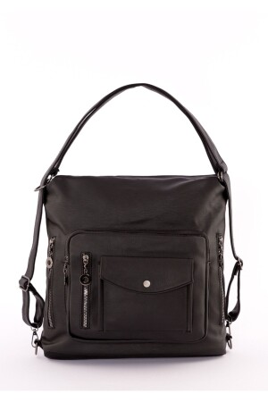 حقيبة ظهر و كيس ذراع مغسلت جلد اصطناعي حجم 35 سم35 سم أسود - Eliza