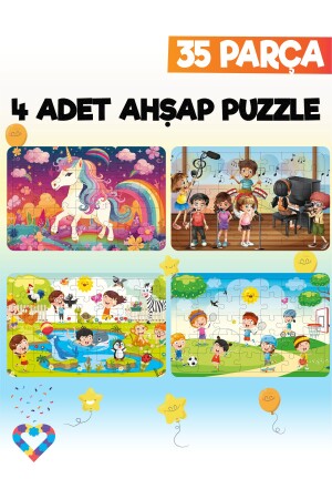 35-teiliges 4-teiliges Kinderpuzzle aus Holz - 2