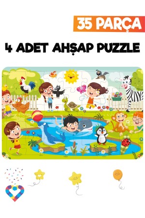 35-teiliges 4-teiliges Kinderpuzzle aus Holz - 5