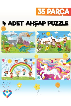 35-teiliges 4-teiliges Kinderpuzzle aus Holz - 1