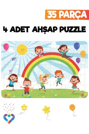 35-teiliges 4-teiliges Kinderpuzzle aus Holz - 5