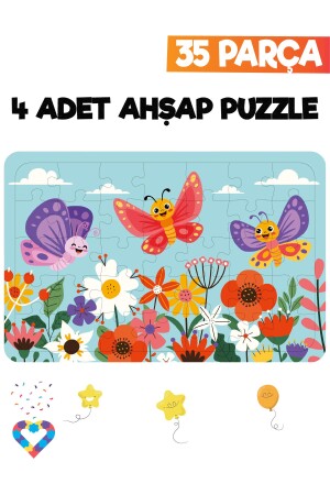 35-teiliges 4-teiliges Kinderpuzzle aus Holz - 5