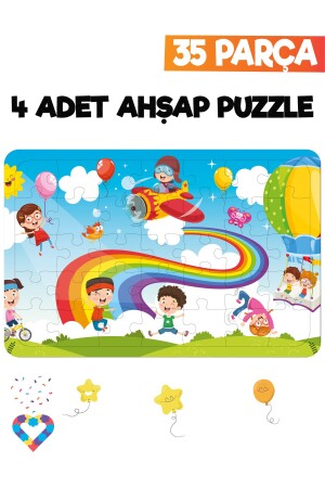 35-teiliges 4-teiliges Kinderpuzzle aus Holz - 6