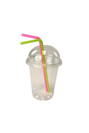 350 cc dickes Milchshake-Glas für kalten Kaffee + Deckel + Glas + Strohhalm, Set mit 10 Gläsern - 3