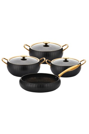 3528 Meridian Kochgeschirr-Set 7-teilig Granit Gold Detailliert 152. 3528. schwarzes Gold - 4