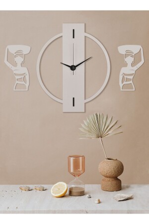 ساعة جدار خشبية بيضاء مزخرفة 35x40 سم إفيغو-35 سم طاقة - İnfigo Concept