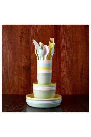 م.ن.ز-36 قطعة أطباق الطعام للأطفال مجموعة إيكيا 6 لوحات 6 كوبات 6 أكواب 6 ملعقة 6 شوك 6 سكاكين جودة البلاستيك G - GVG