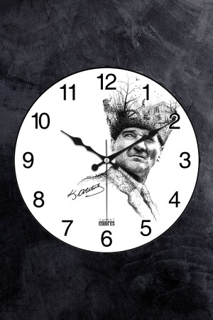 36 cm große, echte, gebogene Glas-Fließsekunden-Mechanik, dekorative Atatürk-Wanduhr MR-16 - 1