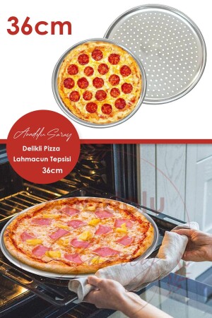 36 cm großes Pizza- und Lahmacun-Tablett. Perforiertes Pizza- und Lahmacun-Tablett. Lahmacun-Pita-Tablett 36 cm - 1