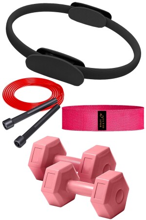 36 cm Pilates-Kreis 2 Stück à 1 kg Hantel-Set Springseil Squat Band PLTSÇMBRDMBLL2 - 1