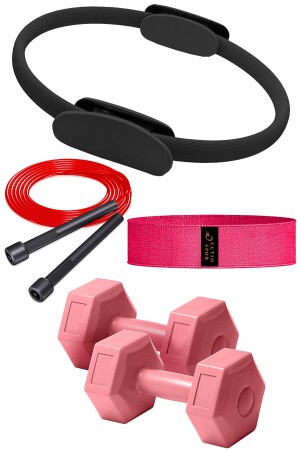 36 cm Pilates-Kreis 2 Stück à 1 kg Hantel-Set Springseil Squat Band PLTSÇMBRDMBLL2 - 2