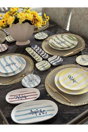 36 Parça 6 Kişilik Flower Line Kahvaltı Takımı - Onedekor