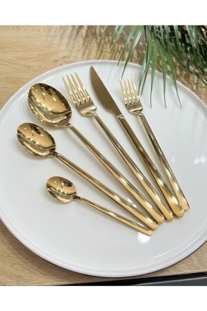 36 Parça Allegra Çatal Kaşık Bıçak Çkb Seti Titanyum Gold 4mm - Onedekor