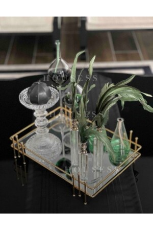 مكنسة المعدات المزخرفة العرضية الصندوق مستطيل الصندوق الحجر الرخام الذهب 36 سم X 25 سم HSS - Housess