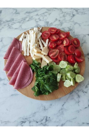 مـنـز-بامبو 360 درجة تدور عرض طاولة بيتزا طاولة إفطار طاولة لاخماكون طاولة جبن عرض 32 سم - BÜYÜLÜ HOME