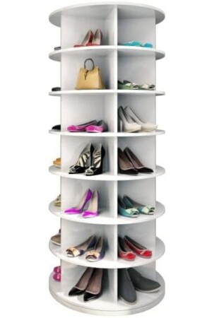 360° Dönen Ayakkabı Rafı- Dönen ayakkabı raf kulesi- Orijinal 7 katmanlı- 35 çiftten Fazla Ayakkabı - Mionte Flat-Pack
