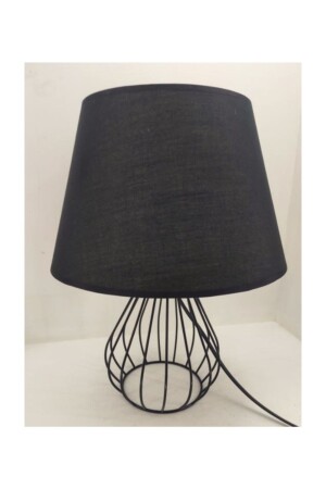 قفس معدني صلب من قاعدة الحديد المكوسة لمصباح الطاولة لظل المضيء مع رأس الأنسجة السوداء - 365Gunserisonu