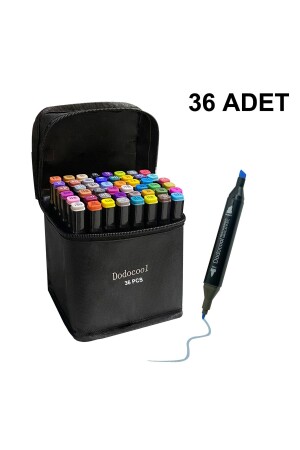 36’lı Çift Uçlu Touch Marker Art Tasarım Kalem Seti Çanta Taşınabilir İthal Ürün - 1