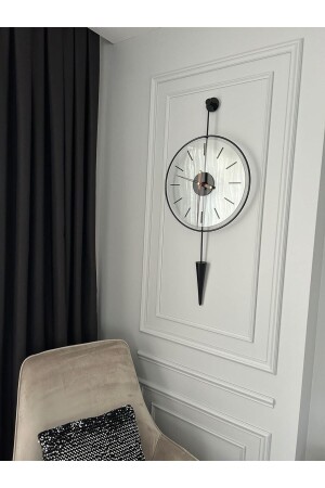 منز-جاذبية المذبذب أسود 37 × 75 - الزجاج الحديث الزخرف المذبذب الحديد ساعة الجدار - Metaquartz Aksesuar