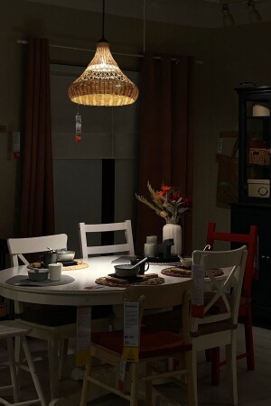 م.ن.ز-بامبو راتنان لامپ معلق شمعة: نموذج الهرم: 37-40 سم راتام-128 - rattam