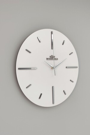 ساعة الجدار المميزة الممرآة من الزجاجات الأبيض والفضة آلية الصمت 37x37 سم - Asse Tasarım