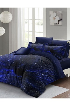 مجموعة غطاء من القطن الطبيعي المزدوج 3D رقمية الأزرق الليلي واحد المنزلي18795HF - Monohome