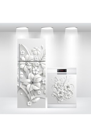 المبرد و غسالة الأطباق من طلاء الغطاء الغطاء 3D الزهرة - Bigaimaj