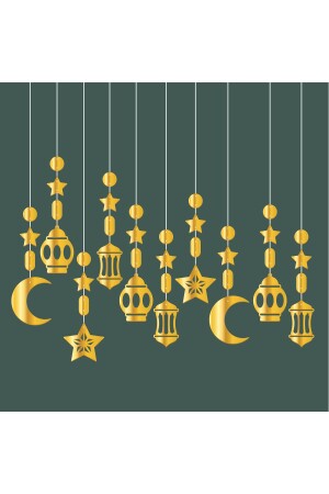 3D-Deckenornament Welcome Ramadan Happy Holidays Gold 10pcs rmzan - 3