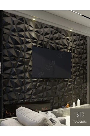 3d Kabartmalı Pvc Yeni Nesil Yapışkanlı Duvar Kağıdı Paneli Elmas Model Siyah Renk 50x50cm - 1