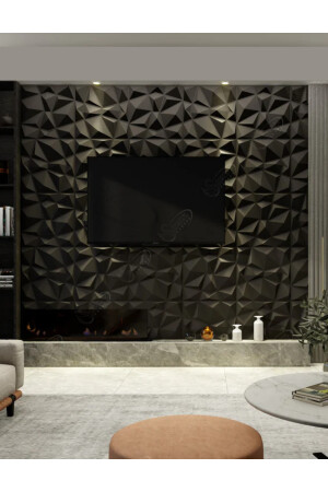 3d Kabartmalı Pvc Yeni Nesil Yapışkanlı Duvar Kağıdı Paneli Elmas Model Siyah Renk 50x50cm - 4