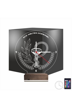 3d Lamba Kişiye Özel Saat Eczacı Hediye Eczane Logolu Tasarım NGSLK019 - 2