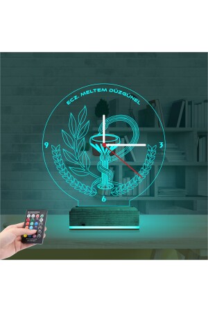 3d Lamba Kişiye Özel Saat Eczacı Hediye Eczane Logolu Tasarım NGSLK019 - 3