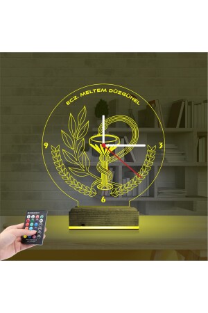 3d Lamba Kişiye Özel Saat Eczacı Hediye Eczane Logolu Tasarım NGSLK019 - 5