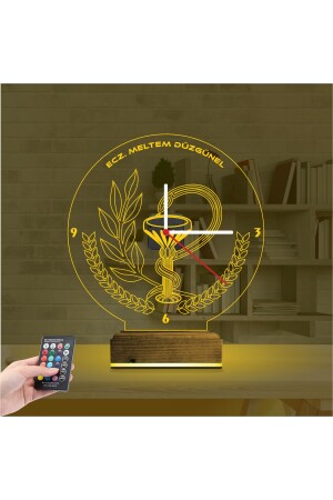 3d Lamba Kişiye Özel Saat Eczacı Hediye Eczane Logolu Tasarım NGSLK019 - 8