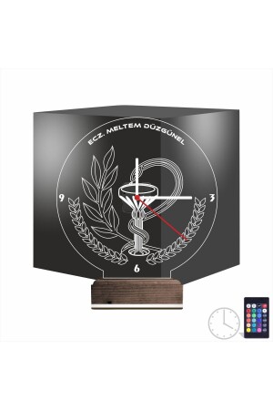 3d Lamba Kişiye Özel Saat Eczacı Hediye Eczane Logolu Tasarım NGSLK019 - 1