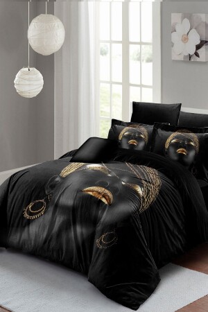 مجموعة من الغطاء المزدوج من القطن الساتين 3D التصميم الخاص النساء الأفريقية (بدون الأوراق) PERLASERA26943 - PerlaSera