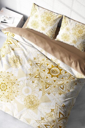 مجموعة غطاء من القطن المنسوجة بشكل وثيق الصاتين 3D تصميم خاص الذهب الفاخرة (بدون الأوراق) PERLASERA29883 - PerlaSera