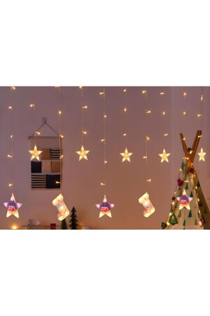 3D-Sockenstern-Figur, Weihnachts-LED-Licht – animiertes Tageslicht, buntes LED-Licht mit 3-Meter-Stecker - 3