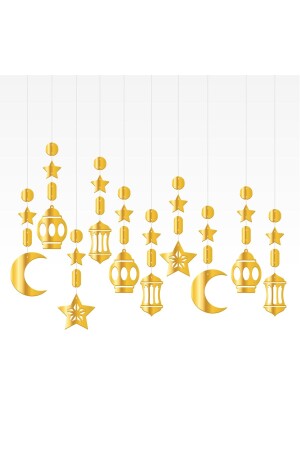 MNZ-3d زينة السقف رمضان ذهب معدني 10 قطع لكل الأعمار - KBK MARKET